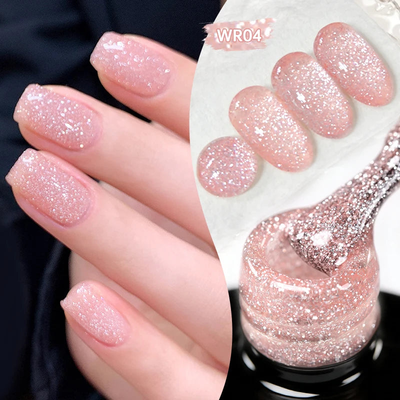 LILYCUTE 7ml Reflective Glitter Gel Nail Polish Shining Sparkling Gorgeous Silver Effect Semi-permanent UV Gel Nail Art Manicure