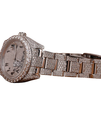 New Full White Gold Plated Arabic Dial Quartz Watches Anniversary And Wedding Gift For Men's from Indian Supplier