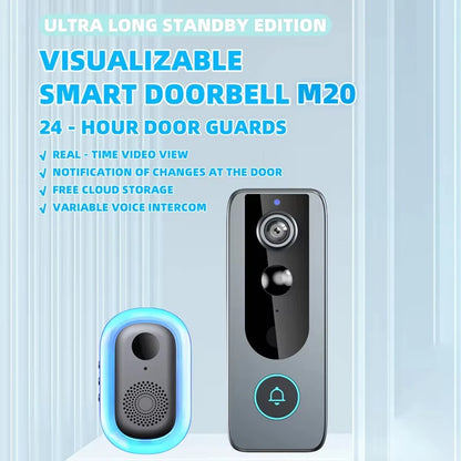 IP65 Waterproof Outdoor Wireless Doorbell with Solar Rain Cover Camera Tuya Eye Digital Door Peepholes Smart Home Video Intercom