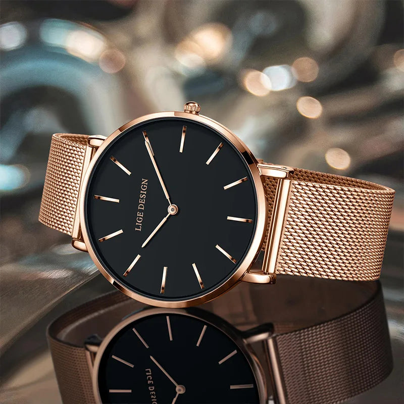 Reloj LIGE 2025 TOP Elegant Women's Watch Fashion Simple Ladies Watch Dress Gift Quartz Waterproof Watch for Women montre femme