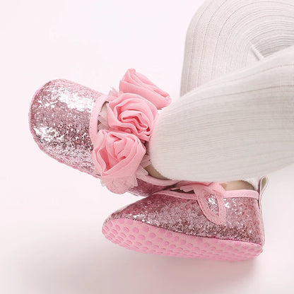 Baby Learning Walk Shoes, Elegant 3D Flower Infant Crib Shoes,Multi Style Soft Dress Footwear for Newborn Baby Girls 0-18Months