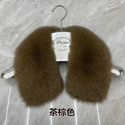 Real Fox Fur Collar Winter Men And Women's Fox Fur Square Collar Natural Fur Scarves For Ladies Neck Warmer Fur Scarf Shawls