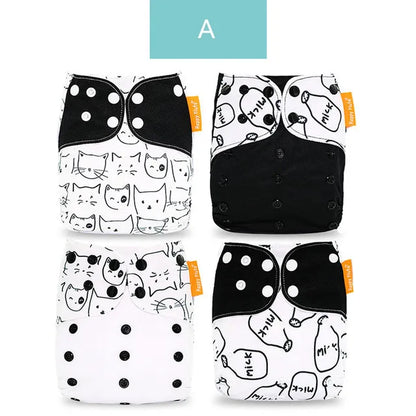 Kangobaby #My Soft Life# 4pcs Set Suede Cloth Baby Cloth Diaper Reusable Washable Newborn Nappies