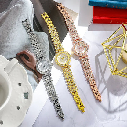 Fashion Rhinestone Women's Watch Roma Scale Dial Bracelet Quartz Watches Reloj Mujer Relogio Feminino