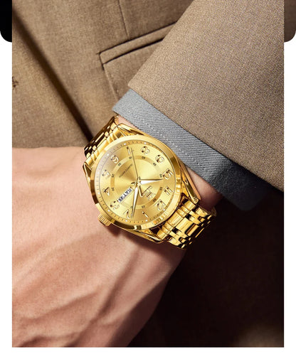 OLEVS 3666 Couple Watch Luxury Brand Quartz Watch Waterproof Watch Lover Gift Night Light Classic Date Week Clock His Her Watch
