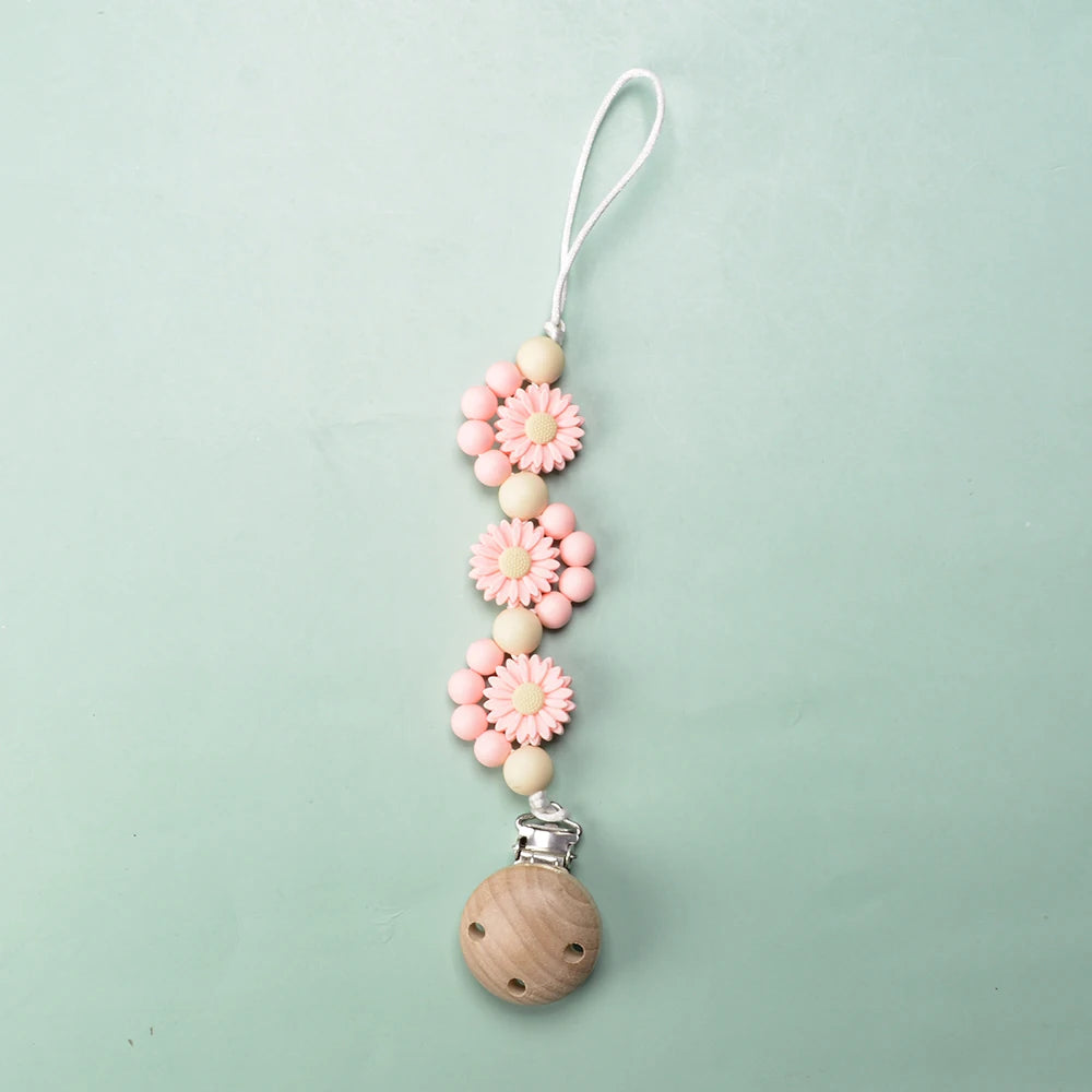 LOFCA Baby Silicone Teethers Pacifier WoodenClips Chain For Baby Pendant Nipple Holder Baby Teething Toys BPA Free Chew Beads