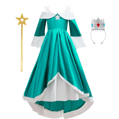 Girls New Game Movies Rosalina Peach Princess Dress Carnival Party Birthday Outfit Peach Cosplay Halloween Costume Dress