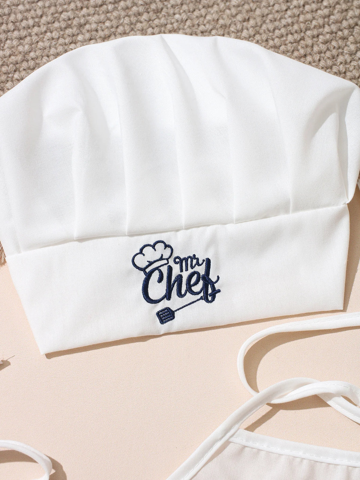 Ylsteed 2 Pcs Set Cute Baby Chef Apron and Hat Infant Kids White Cook Costume Photography Prop Newborn Hat Apron-HD