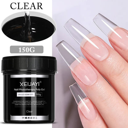 XEIJAYI 150g Poly Nail Gel UV LED Cured Builder Nail Gel Crystal Nail Extension Gel For Nails DIY At Home Salon