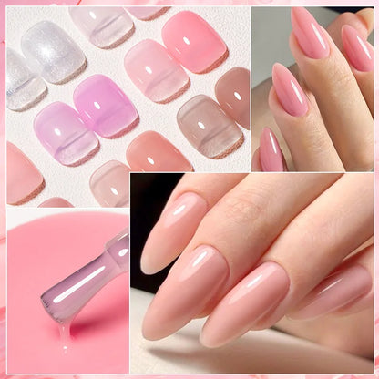 2 In 1 Nude Pink Rubber Base Gel Nail Polish Semi Permanent Self Leveling UV Construction Gel Varnish Soak off DIY Nail Supplies