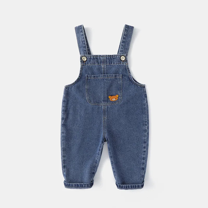 2024 Fashion Spring Autumn Kids Jumpsuit Boys Girls Cartoon Denim Bib Pants Children Trousers Fashion Toddler Casual 0-5Y