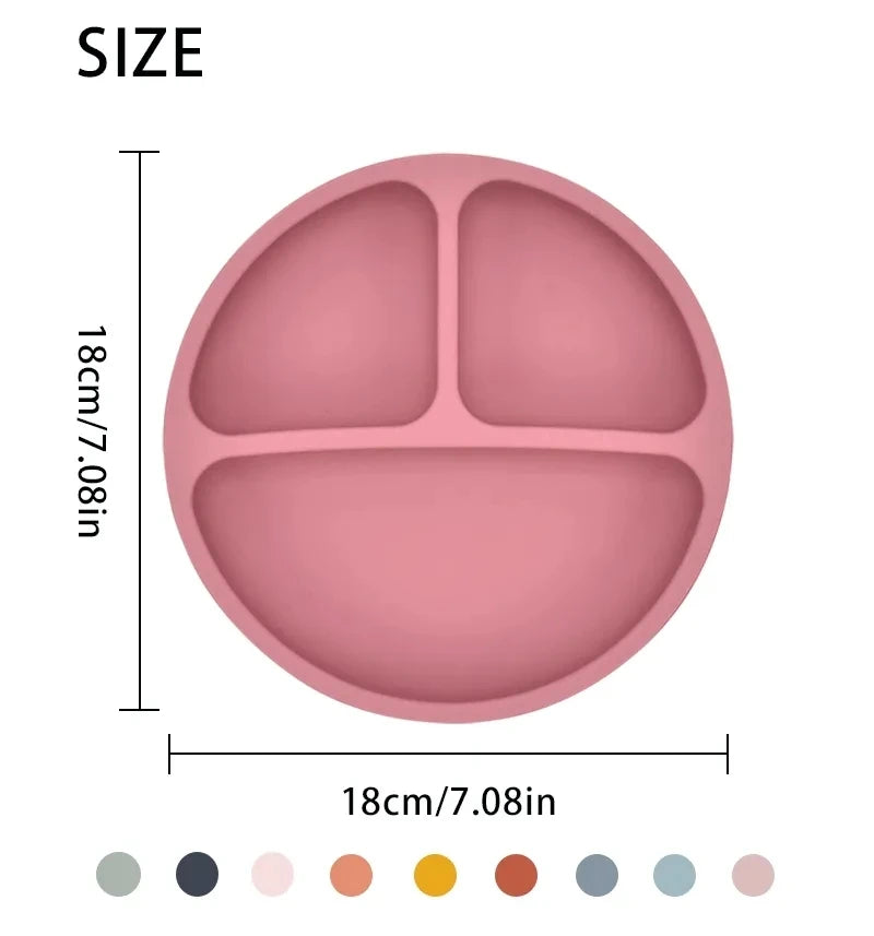 Silicone Baby Dining Plate With Spoon Fork Children Dishes Suction Plate for Toddlers Kid Training Feeding Sucker Bowl BPA FREE