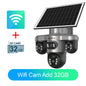 LS VISION Wireless WiFi Solar Camera Three Lens Three Screen 4G Sim Card Solar Cam Human Detection Outdoor Solar Surveillance