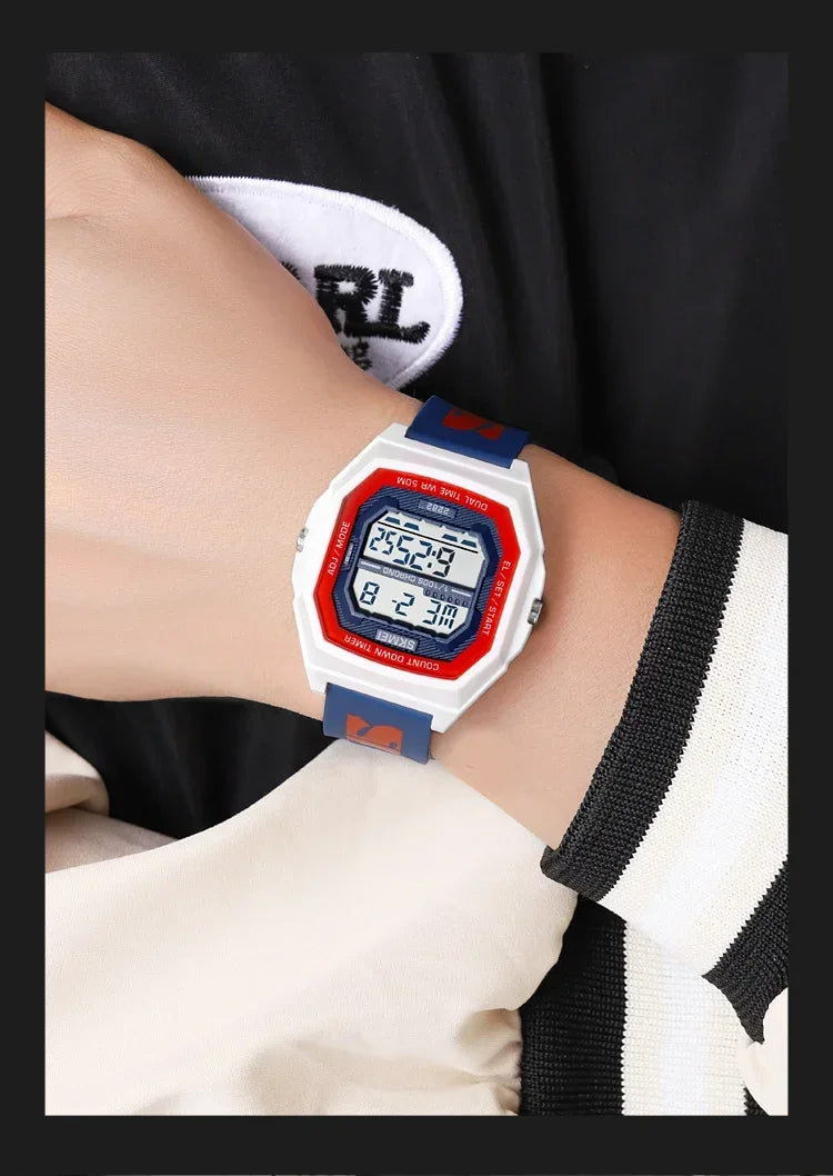 SKMEI 2282 Watches For Men Women 5Bar Waterproof Stopwatch Countdown Wristwatches Reloj Hombre Fashion Digital Sport Electronic