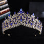 Trendy Baroque Sky Blue Rhinestone Crystal Queen Crown Wedding Tiara Women Beauty Pageant Diadem Bridal Hair Accessories Jewelry