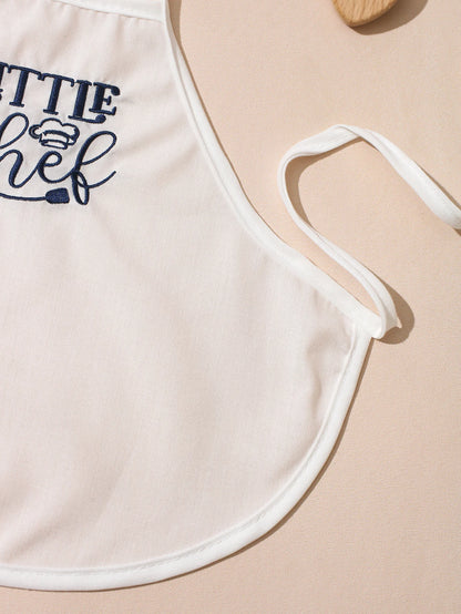 Ylsteed 2 Pcs Set Cute Baby Chef Apron and Hat Infant Kids White Cook Costume Photography Prop Newborn Hat Apron-HD
