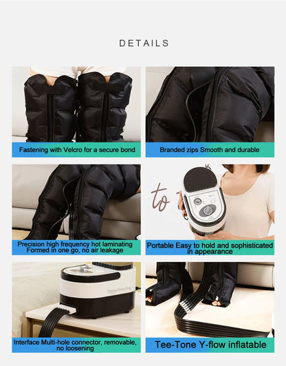 Thigh Air Compression Pressure Massager Home Use Relieve Varicose Veins Leg Massager Machine Promote Blood Circulation Relieve