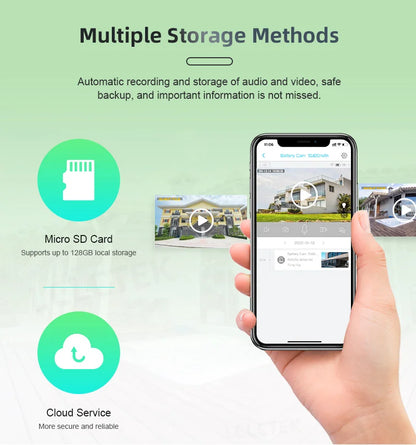 LCLCTEK 4G SIM Card Battery Powered Security Camera Full Color 4MP PIR Detection IP66 Outdoor Wireless CCTV Surveillance Cam