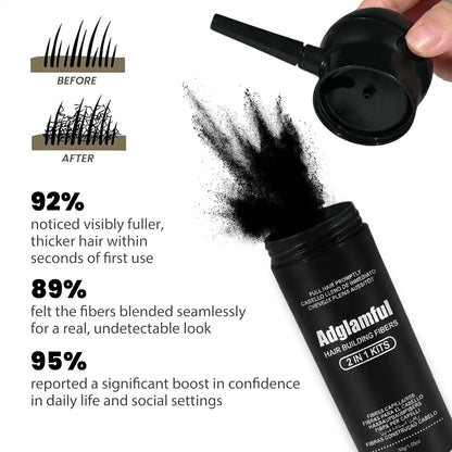 Adglamful 30g Hair Building Fiber - Spray Head Design, Precise Coverage, 5 Sec Quick Thickening for Sparse Areas & Styling