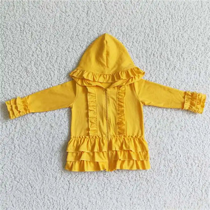 Fashion Outerwear Baby Girl Coat Ruffle Long Sleeve Hoodie Cotton Zipper Sweatshirt Children Clothes Infant Colorful Clothing