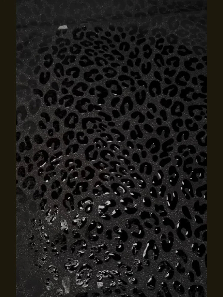 Casual Leopard Pattern Hooded Padded Coat Waterproof Fabric Zipper Long Sleeve Black Jacket Autumn Winter New Fashion Outerwear
