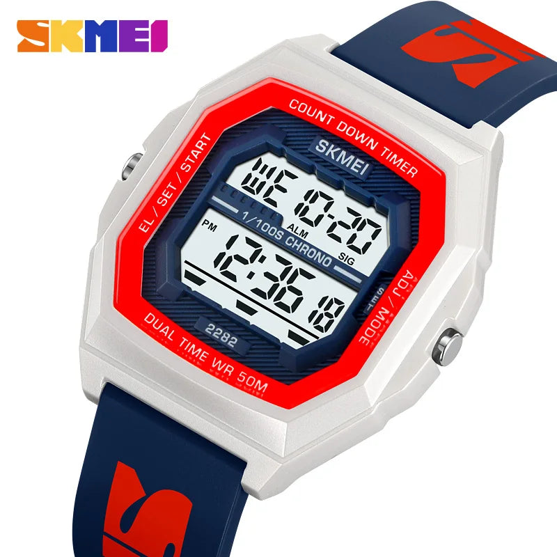 SKMEI 2282 Watches For Men Women 5Bar Waterproof Stopwatch Countdown Wristwatches Reloj Hombre Fashion Digital Sport Electronic