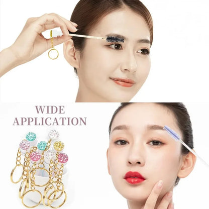 20/50pcs Sparkling Lash Mascara Tube with Black Keychain Mascara Wand Applicator for Eyelash Extension Eyebrow Comb Makeup Brush