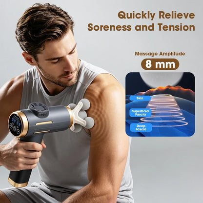 Electric Fascia Gun 24W 99 Gear Adjustable 11 Replacement Head Deep Tissue 8mm Percussion Massager Rechargeable Home Gym Massage