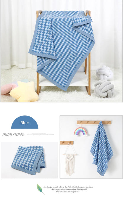 Baby Blankets Newborn Cotton Swaddle Wrap Plaid for Infant Kids Boys Girls Ultra-Soft Reversible Knitted Toddler Receiving Mats