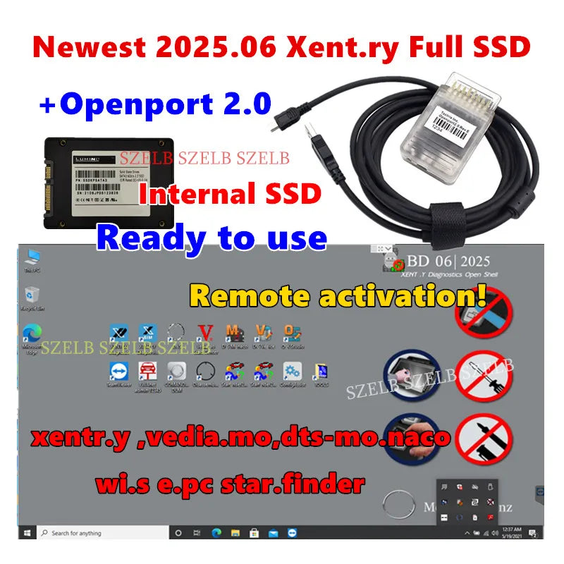 2025.06 Full Xentry Softwares Vediamo DTS-Monaco WIS EPC Starfinder Online Install+Tactrix Openport 2.0 OBD2 OBD 2 Scanner Tool