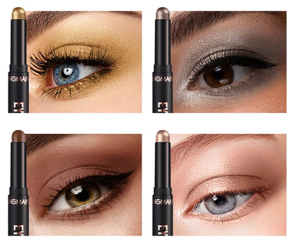 Waterproof Long Lasting Metallic Eyeshadow Sticks Satin Finish 16 Vibrant Colors Professional Makeup Pencil Crayon Set 8PCS
