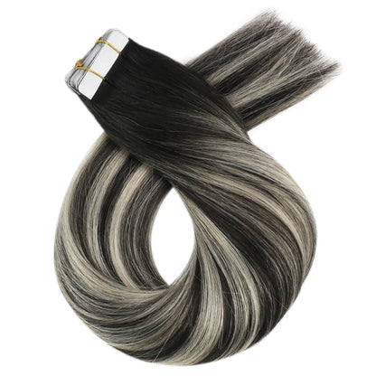 Moresoo Blonde Tape in Hair Extensions Human Hair Natural Straight Seamless Invisible Tape Remy Brazilian Hair for Beauty