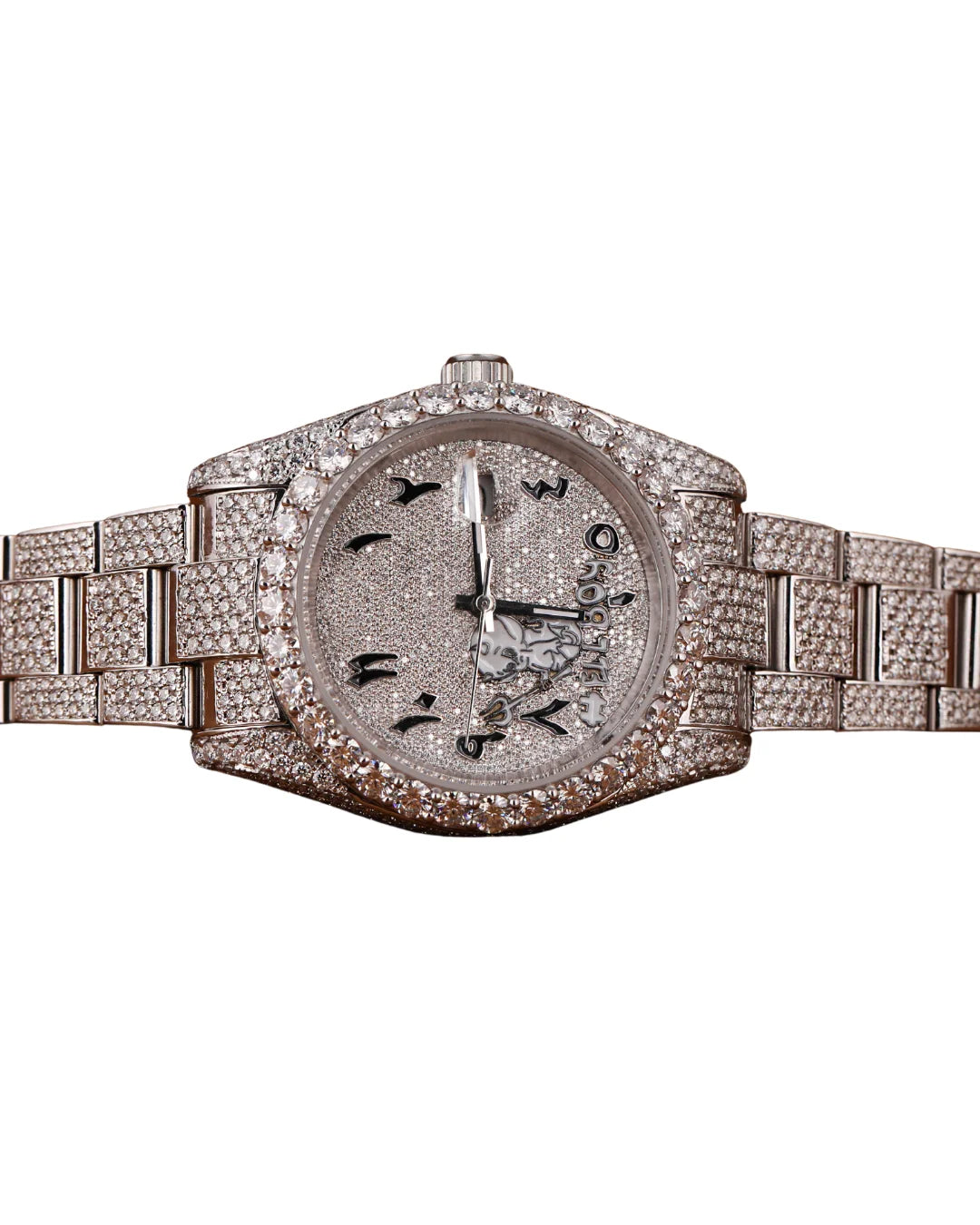 New Full White Gold Plated Arabic Dial Quartz Watches Anniversary And Wedding Gift For Men's from Indian Supplier