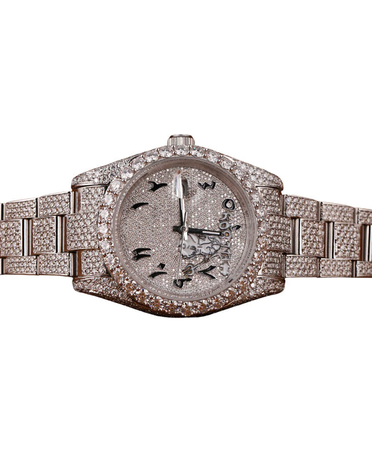 New Full White Gold Plated Arabic Dial Quartz Watches Anniversary And Wedding Gift For Men's from Indian Supplier