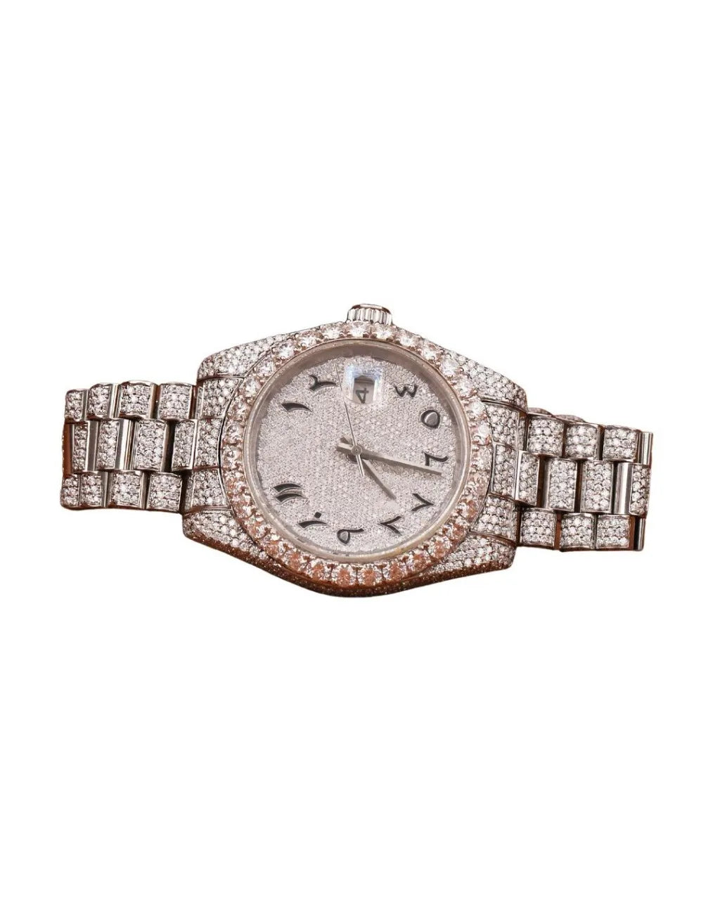 Vvs Moissanite Luxury Moissanite Diamond Watch Round Alloy Hip Hop Style Display Steel Strap Perfect Watch for Mens