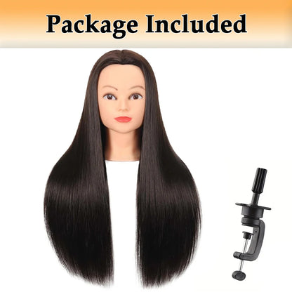 Realistic Mannequin Head With Synthetic Hair Versatile Beauty Training Aid For Hairstylist Makeup Practice Headdoll With Stand