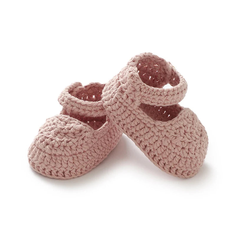 Newborn Baby Girl Shoes 0-1Y Fashion Pure Color Knit Infant Anti-Slip Soft Soled First Walkers Children Winter Walking Prewalker