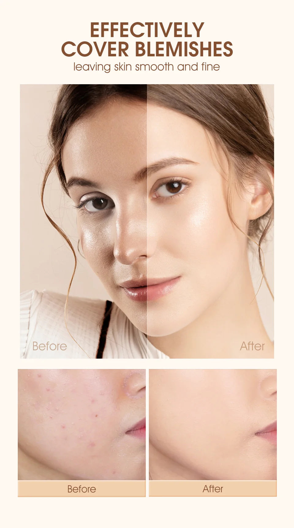 O.TWO.O Air Cushion BB Cream 3 Colors Fuller Coverage Waterproof Long-lasting Concealer Cushion Compact With Puff Face Makeup