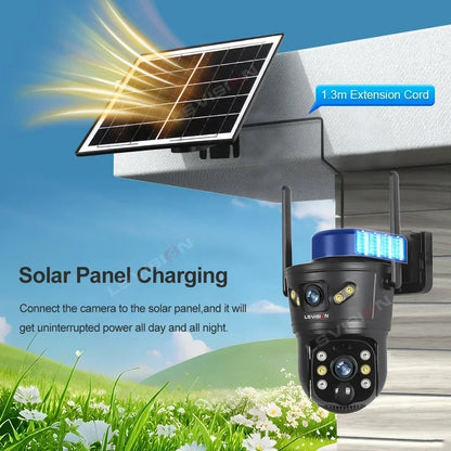 LS VISION Dual-Screen 4G/Wifi Outdoor Solar Camera Security 4K PIR Human Tracking CCTV Surveillance Camera V380 Pro Waterproof