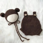 Handmade Crochet Newborn Photography Props Set Cute Soft Knitted Romper with Hat Baby Boy Girl Photo Shoot Outfit Costume