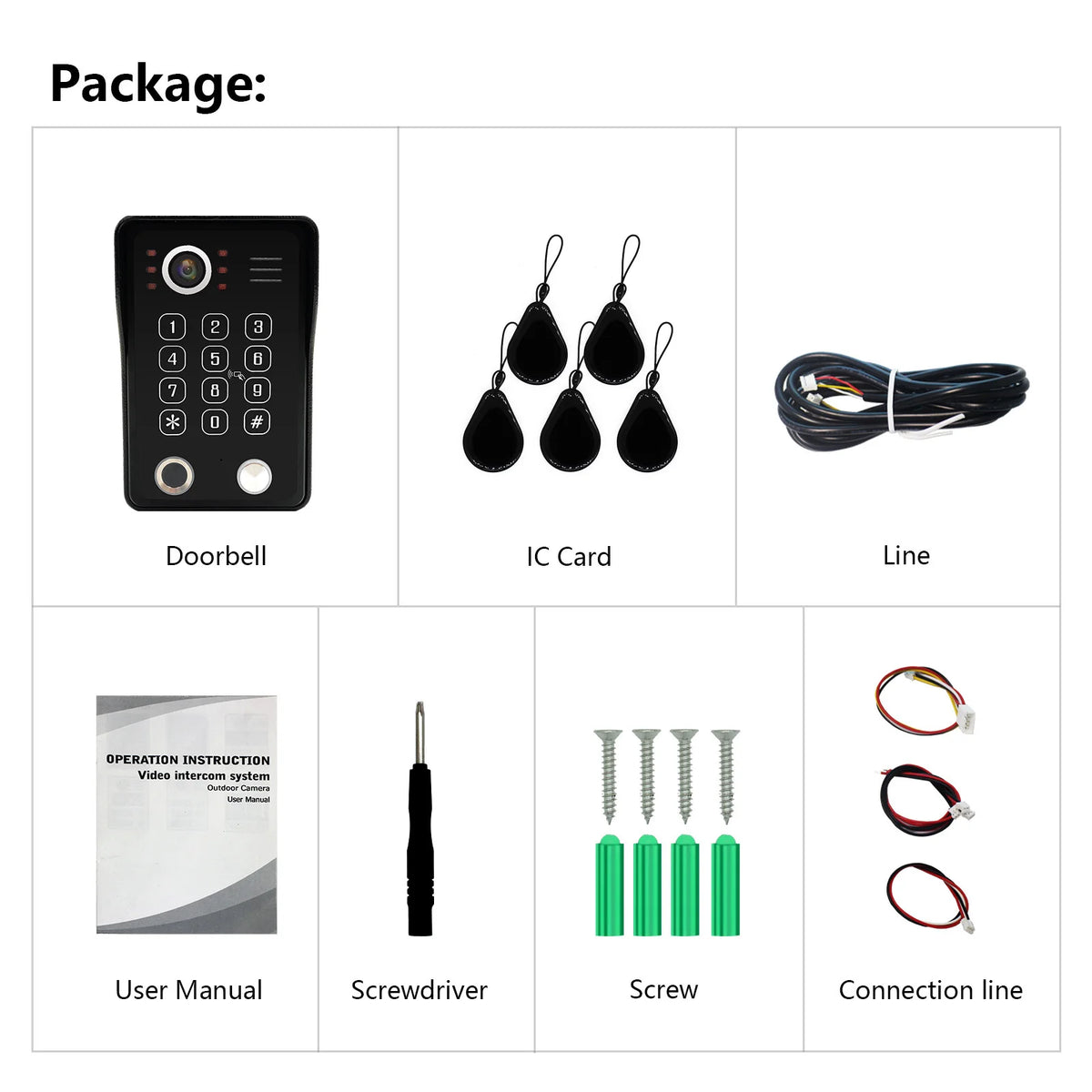 ANJIELO Tuya WiFi 5-in-1 Fingerprint Unlocking Video Intercom System, Suitable For Homes, With 1080P HD Security Protection
