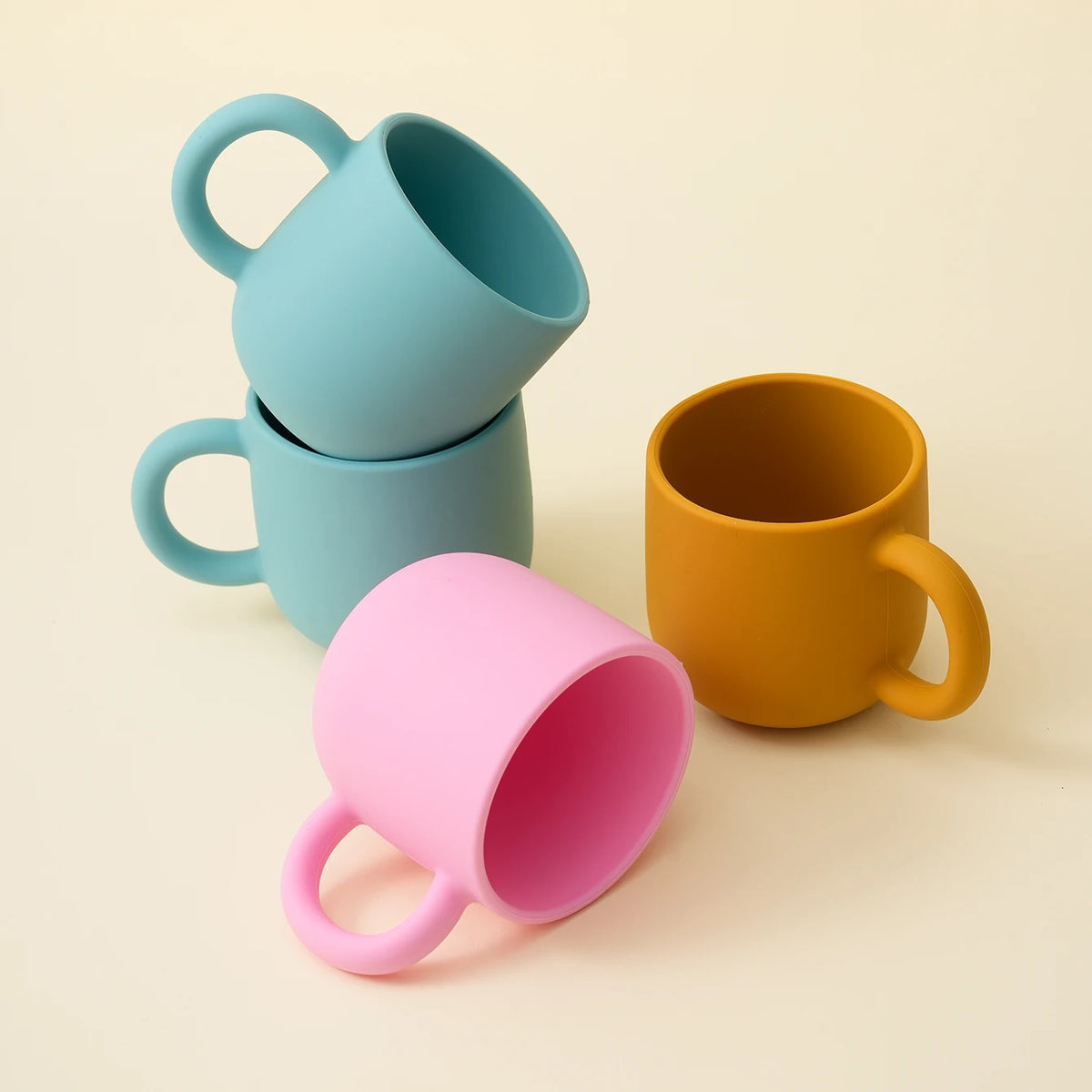 Color Kids 1PCS Silicone Baby Feeding Cup Single Handle Portable Water Bottle Pure Color BPA Free Baby Tableware Shower Gift
