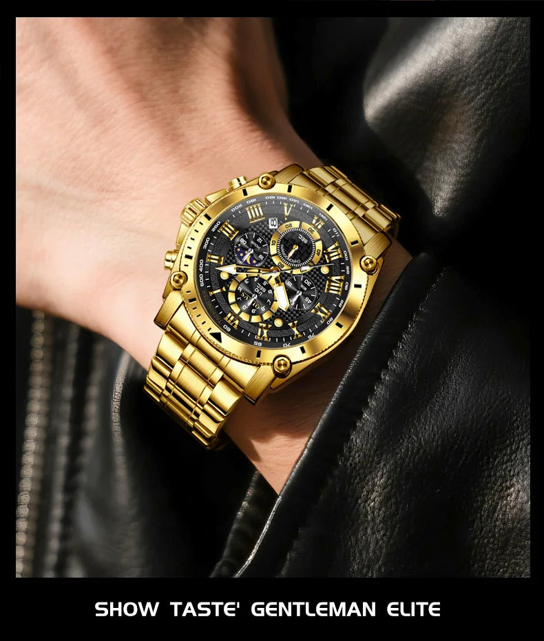 OLEVS 2025 New Men Watch Top Brand Luxury Watch Men Stainless Steel Waterproof Sport Quartz Chronograph Wrist Watch Man Relogio