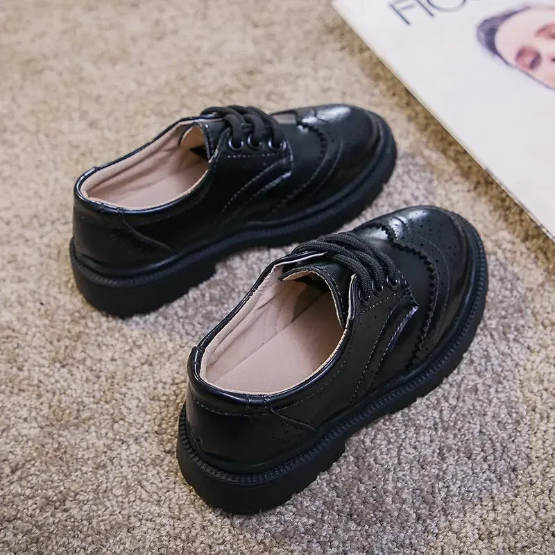 New All-match Black Brown Teenage Boy Dress Shoes 2024 Vintage Formal England Boys Wedding Party Shoes Boys Leather Shoes H06213