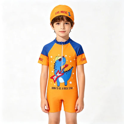 Baby Girls Rash Guard Swimsuits Bow Print Zip Up Short Sleeve Stand Collar Baby Girls Swimwears Bathing Suit 2 3 4 5 6 8 10Years