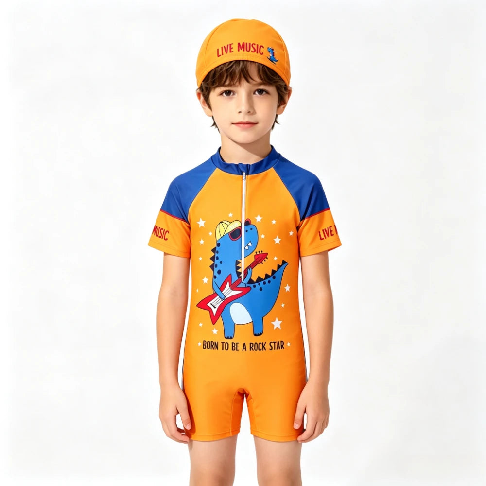 Baby Girls Rash Guard Swimsuits Bow Print Zip Up Short Sleeve Stand Collar Baby Girls Swimwears Bathing Suit 2 3 4 5 6 8 10Years