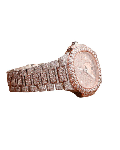 Top Best Quality Daily Strong Use Moissanite Round Cut Diamond Watch Full White Gold Dial Ready Stock Quartz Watches