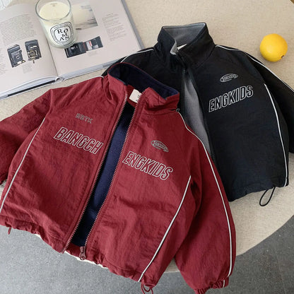 Children's Jacket 2026 New Autumn Boys' and Girls' Cardrope Thickened Autumn Clothes No Padding Boys' Stylish Top Trendy Coat