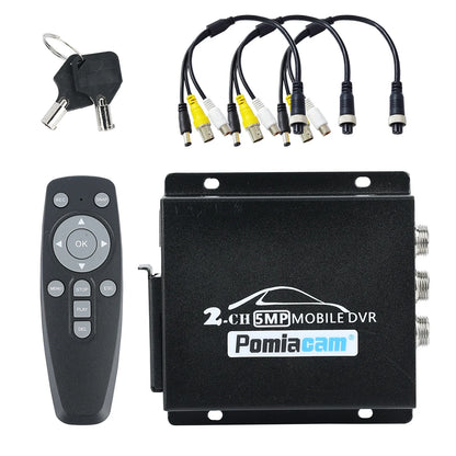 8MP AHD TVI DVR 2ch DVR Car Truck Vehicle Video Record Mobile DVR HDMI Output 2CH MINI CVBS with Remote Control
