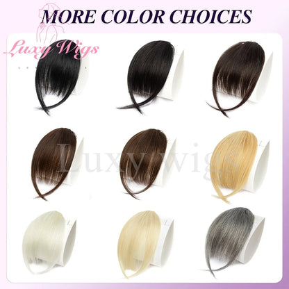 Blonde Human Hair Clip in Bangs Fringe with Temples Wispy Bangs French Bangs for Women Black Brown Gray Hair Bangs Daily Use
